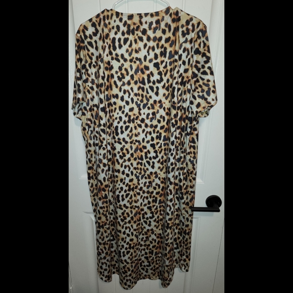 L&B Lucky and Blessed Leopard cheetah short sleeve duster kimono top XL - Picture 3 of 4